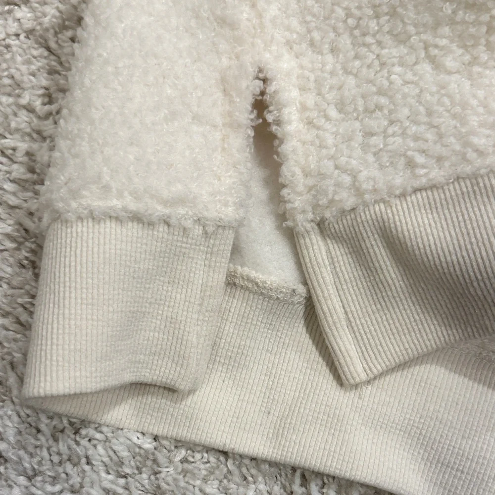 LOFT Cream Sherpa Crew Neck Sweatshirt - Picture 5 of 6